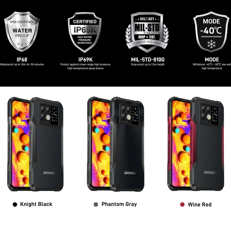 Original DOOGEE 5G V20 8+256GB Smart Phones  Android11.0 Cellphone With 64MP camera IP68 NFC Smartphone Mobile Doogee V20
