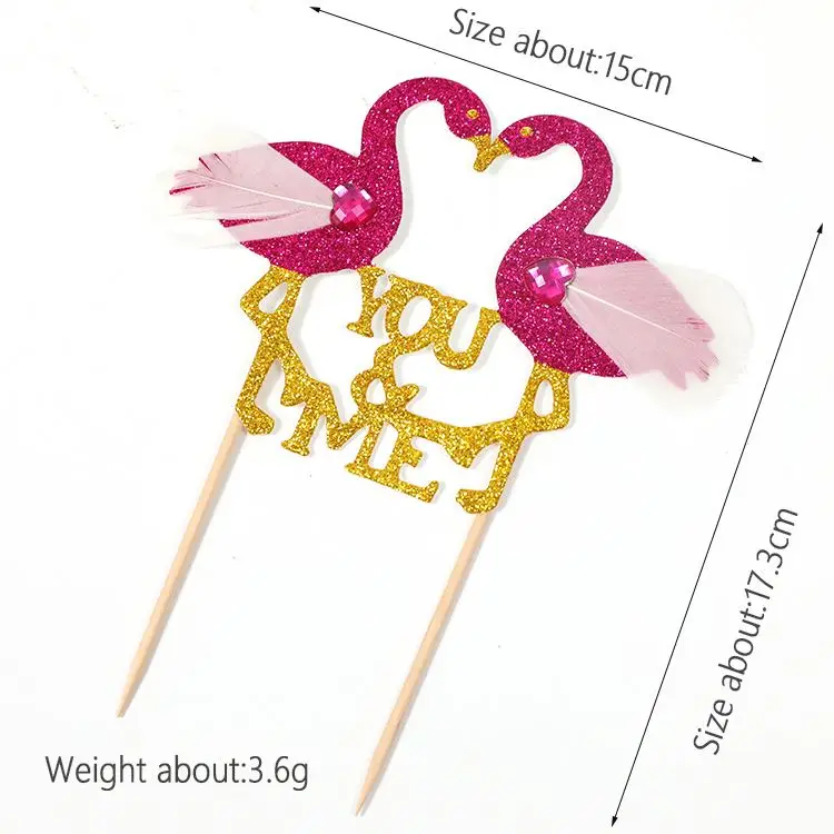 
decorations cake topper gold glitter flamingo birthday love and me design cake topper 