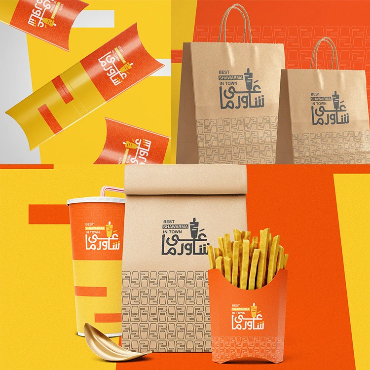 custom beef chicken shawarma wrapping box logo printing Kraft Box fast food shawarma packaging pouch Burgers wraps wrapper