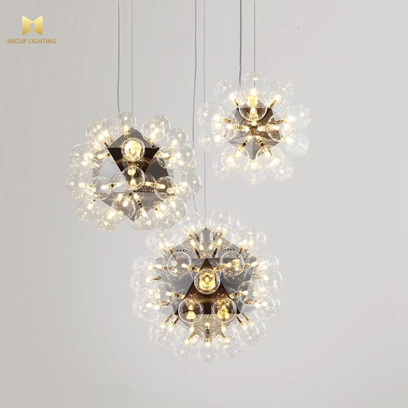 Simple New Design Italian Ceiling Pendant Light Transparent Bubble Chandelier for Living Room Lobby Hotel Decoration