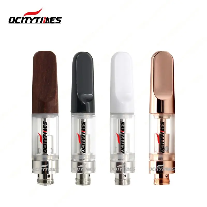 New Look glass cbd oil vape atomizer wood tip gold color cbd vape cartridge with wooden tip
