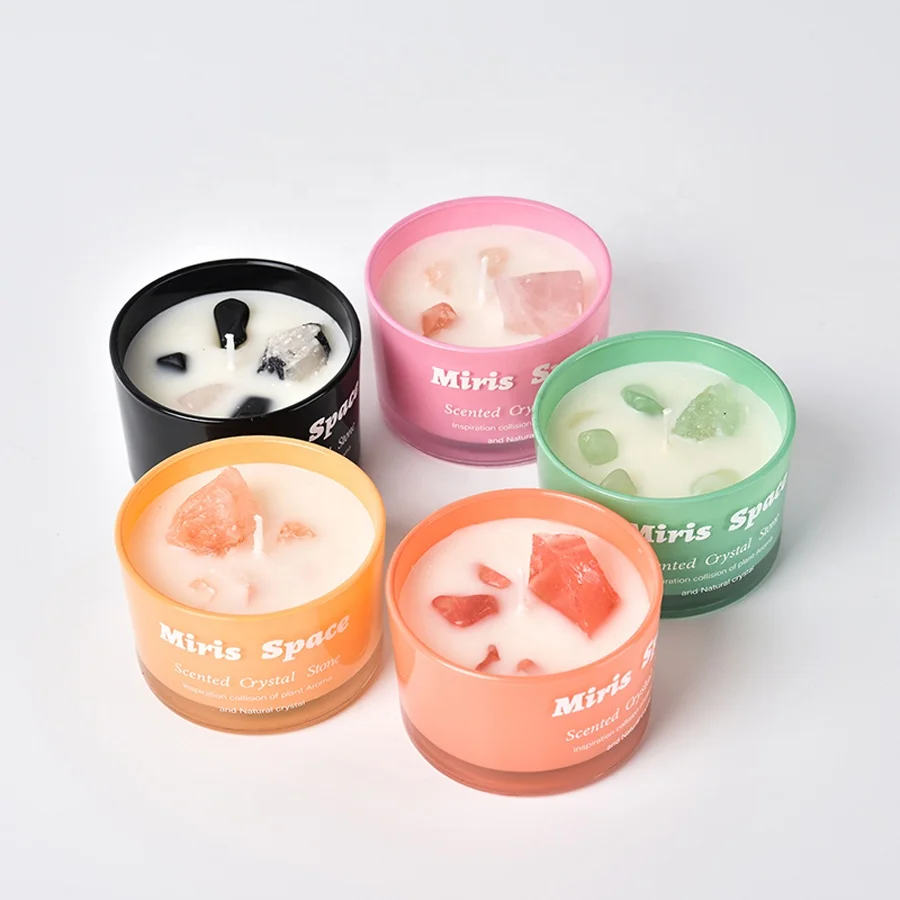 Crystal Private Label Soy Luxury Gift Mini Glass Candles Custom Candle Scent Scented Candle Crystals