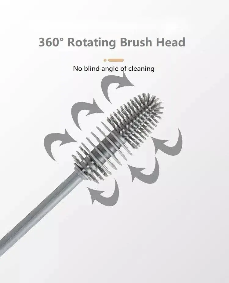 Eco Friendly Baby Feeding Nipple Mini Cleaning Cleaner Silicone Bottle Brush Cleaning Brush Long Handle Silicone Cleansing Brush