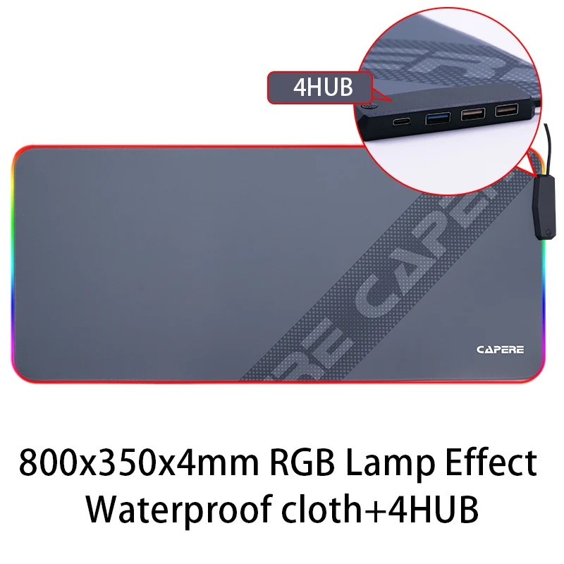 4HUB RGB Glowing Lamp Effect Key Switch Waterproof Flat Gaming Mouse pad