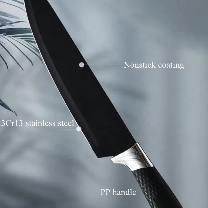 4 PCS Non Stick Black Color Coating Blade Knives Set 8 Inch High Carbon German Stainless Steel Chef Knives with Ergonomic Handle