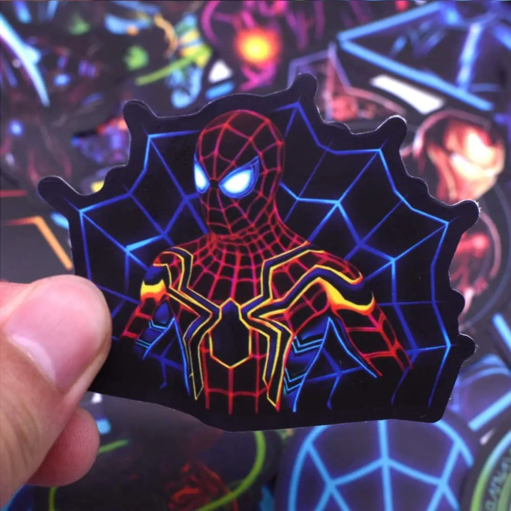  50 шт супер герой Marvel наклейки на заказ водонепроницаемый неоновый стикер для бутылки воды СКЕЙТБОРД гитара багаж граффити