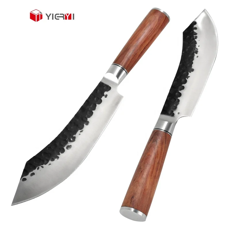 Full Tang Forged Butcher Slaughter Breaking Knives For Brisket Turkey BBQ  Roast Meat Carving Hammered Stainless Steel Blade