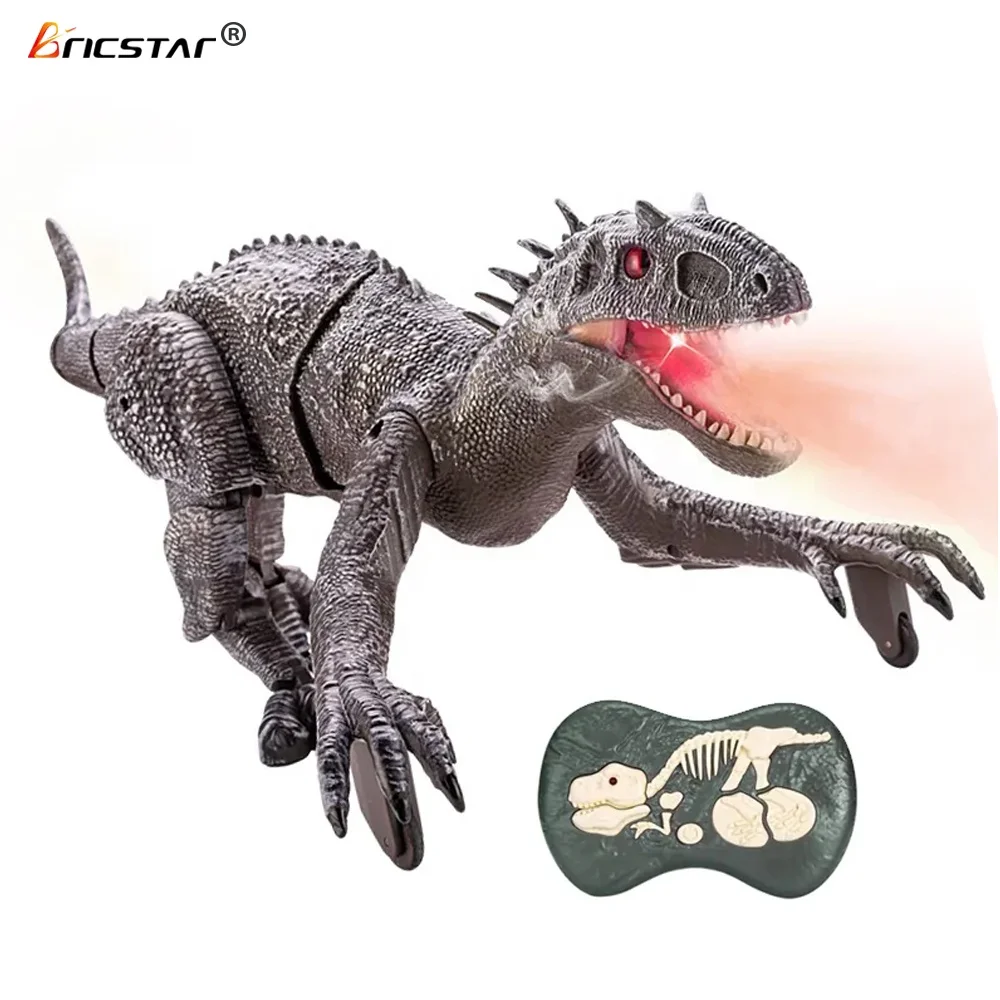 Bricstar new remote control realistic walking dinosaur toy 2.4G rc spray dinosaur t-rex tyrannosaurus model toy with sound