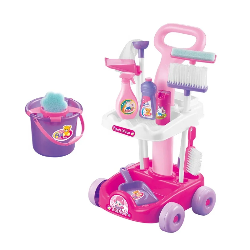 Clean cart role play toys for girls, kids cleaning tools cleaning toys
