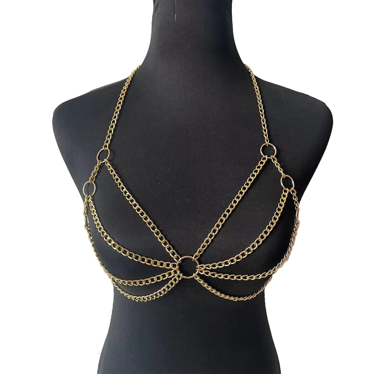 MusicFfestival Party  Cross Chest Chain for Women Body Jewelry Layered Belly Waist Chain Necklace Bikini Summer Beach Gift