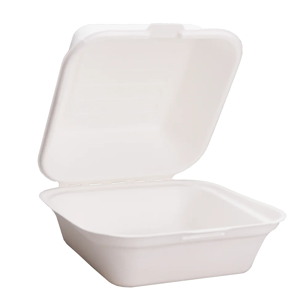 Оптовая продажа, 6-дюймовые контейнеры для пищевых продуктов с сахарным тростником, биоразлагаемые контейнеры для бургеров