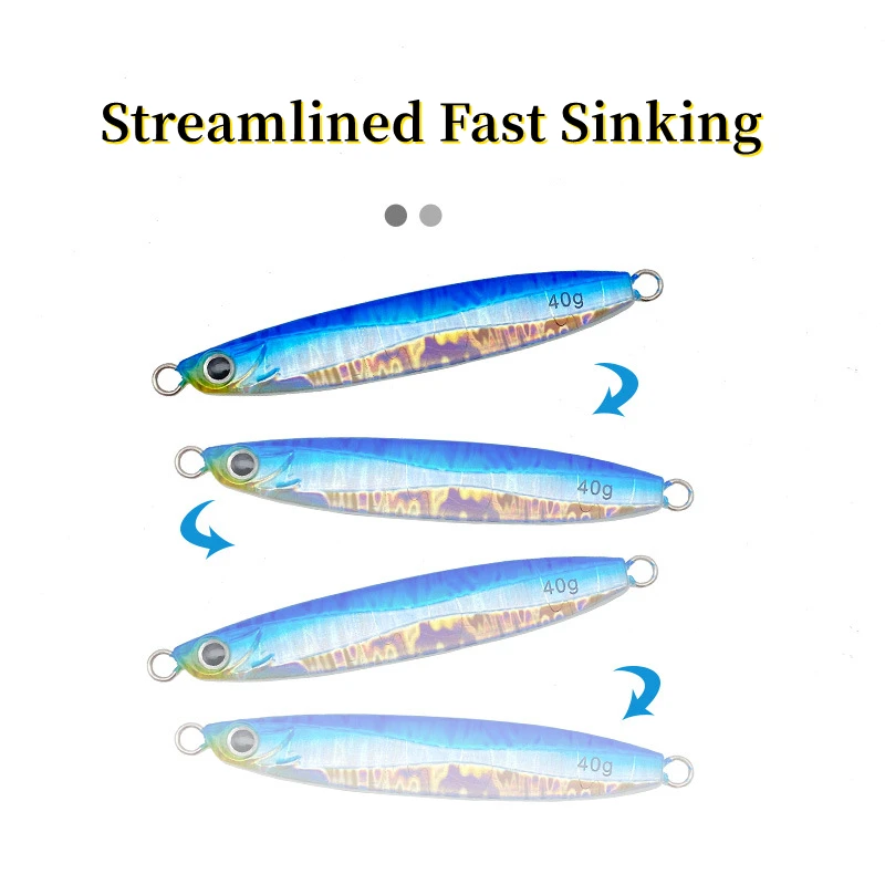 New OEM 35g 45g 60g 80g 100g  Artificial Jigging Fishing Lure Lead Metal Swimbait Luminous Trolling Lure Slow Pitch Jigs Lures
