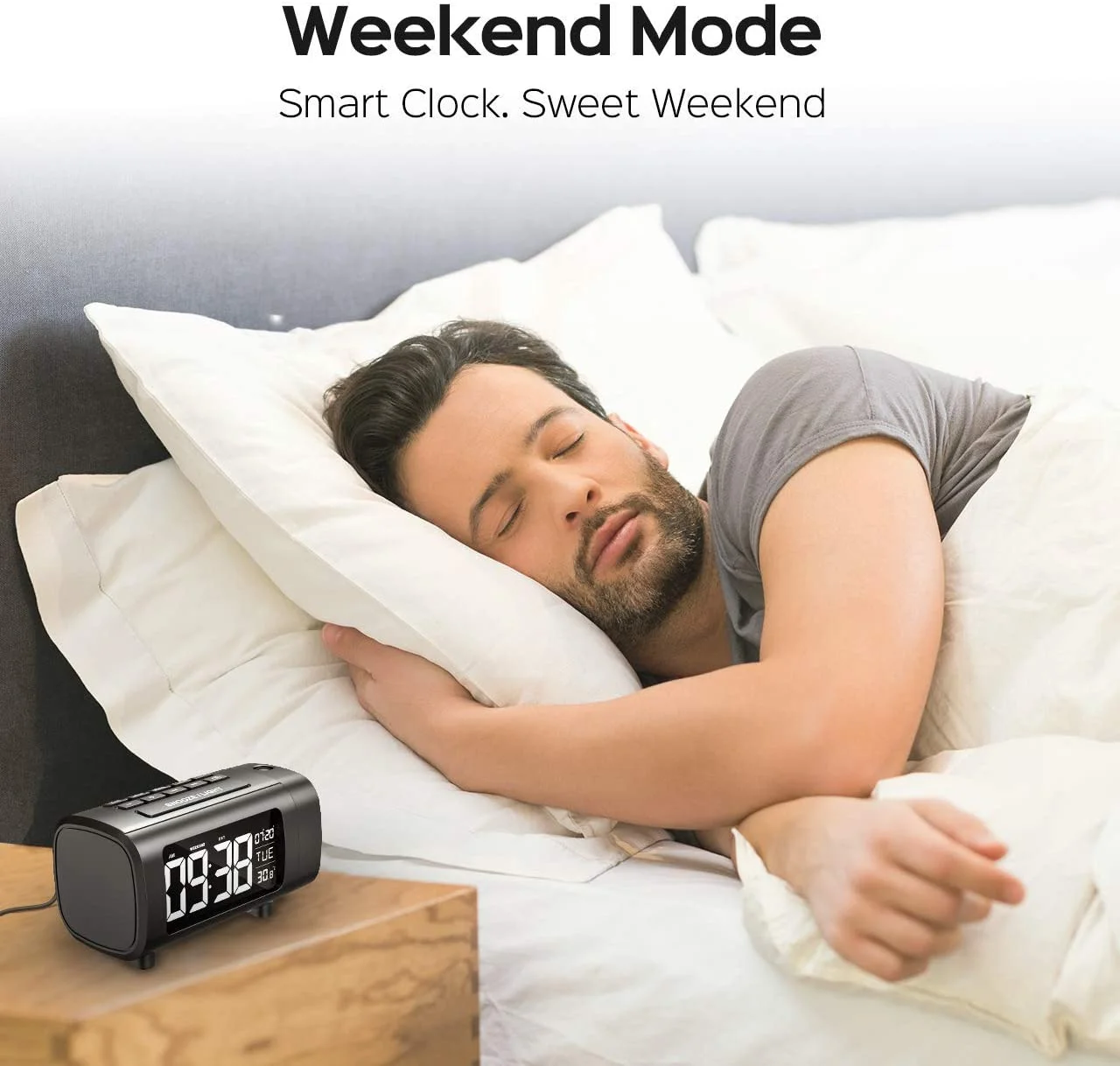 9-Min Snooze Kids Top Seller Digital Sunrise Alarm Clock with Radio and Projector