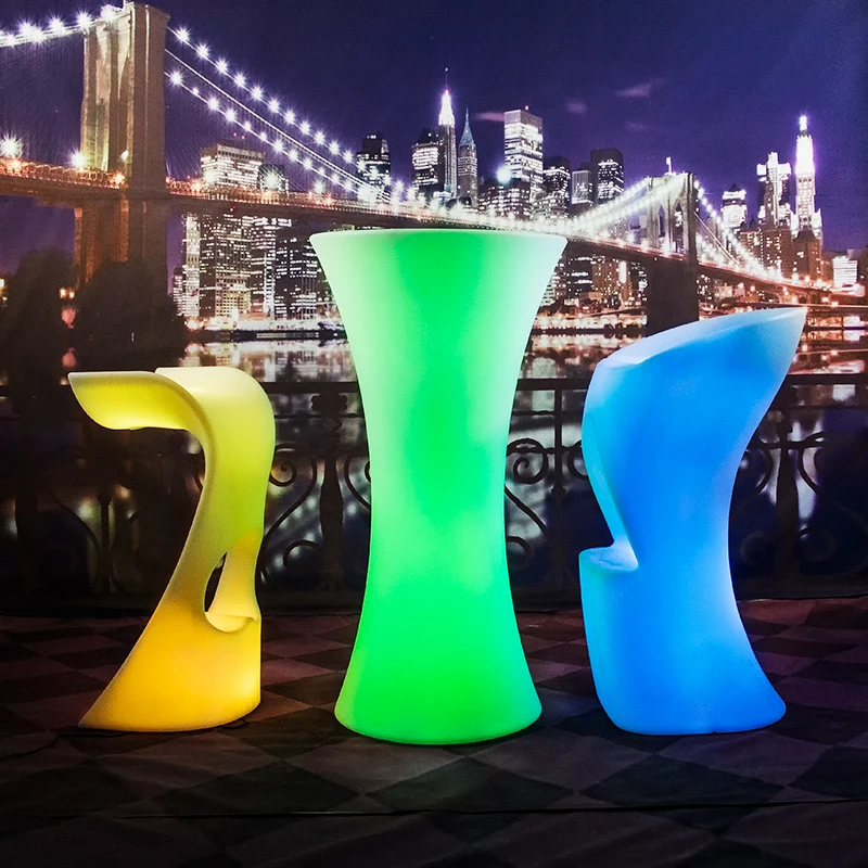 Plastic Furniture LED High Bar Table Cocktail Bar Table plastic battery powered led rose bar table