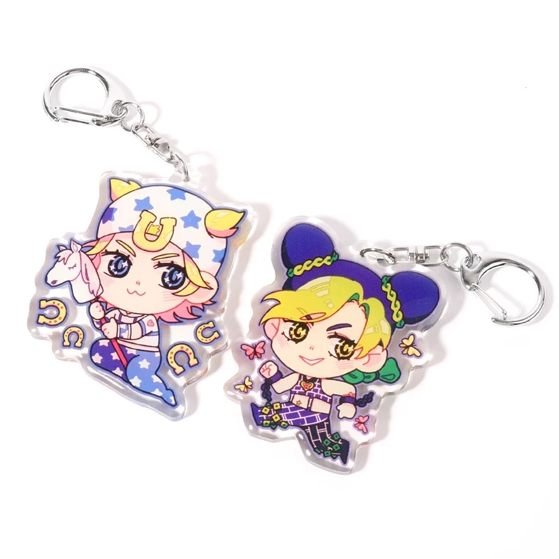Аниме индивидуальный прозрачный двухсторонний акриловый брелок для ключей из нержавеющей стали с УФ-печатью, прямая продажа от производителя
