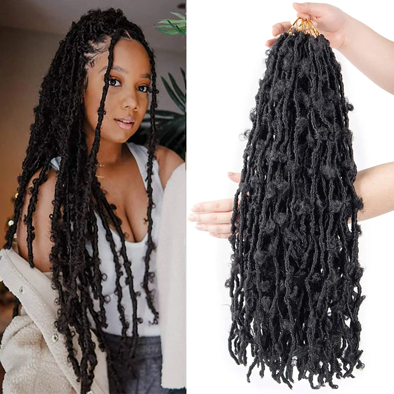 Craft Dread Locks Women Crochet Braiding Light African Butterfly Nu Loc Hair Extension Butterfly Locs Hair