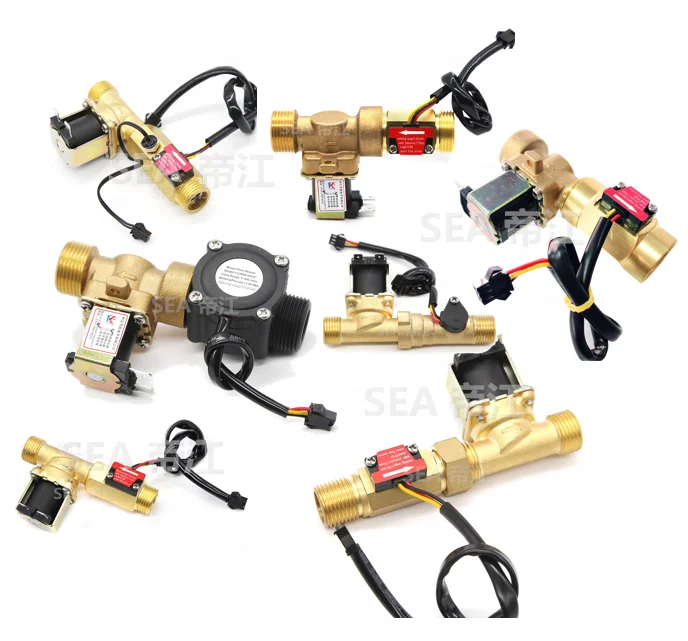 SEA BRAND Hall Water Flow Sensor Flow Meter Flowmeter Combined with Solenoid Valve All in one Integrated For Garden Watering