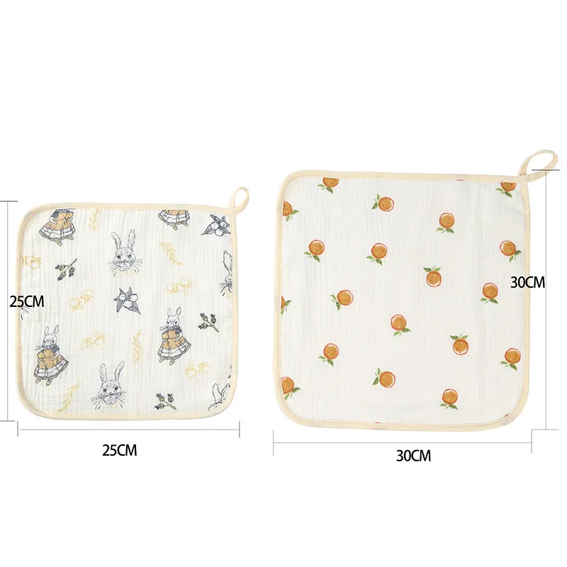 6 Layers Newborn Face Wash Towel Quick-Dry Cotton Printed Baby Burp Cloths Baby Blanket Handkerchief Towels Baby Washcloths