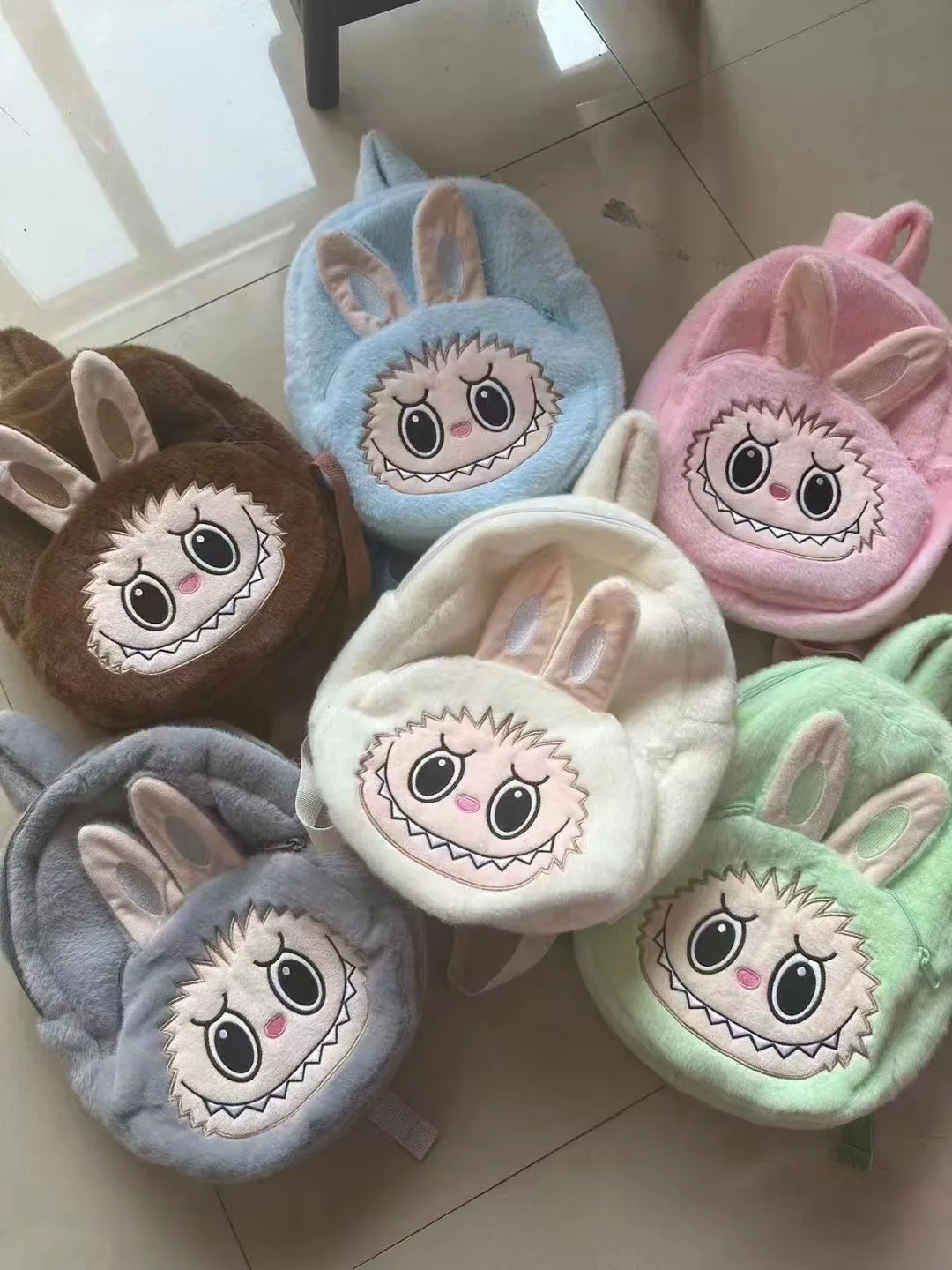 New Creative Labubu Cartoon Plush Backpack 3d Doll Cute Backpack Mini Crossbody Small Bag Girl Surprise Birthday Gift