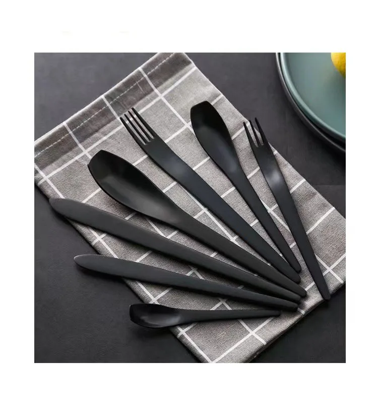 Thick Matte Knife Spoons And Forks Black Flatware Set Stainless Steel High Quality Flatware Cutlery Set