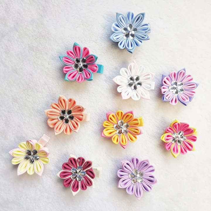 2.25 inch Korean High-quality Exquisite Small Ribbon Boutique Pearl Flower Fashion Bow Hair Clip for Girls Kid