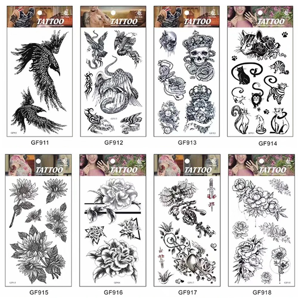 Customized Water Transfer Paper Waterproof Temporary Tattoo Stickers 100 Tattoo Stickers