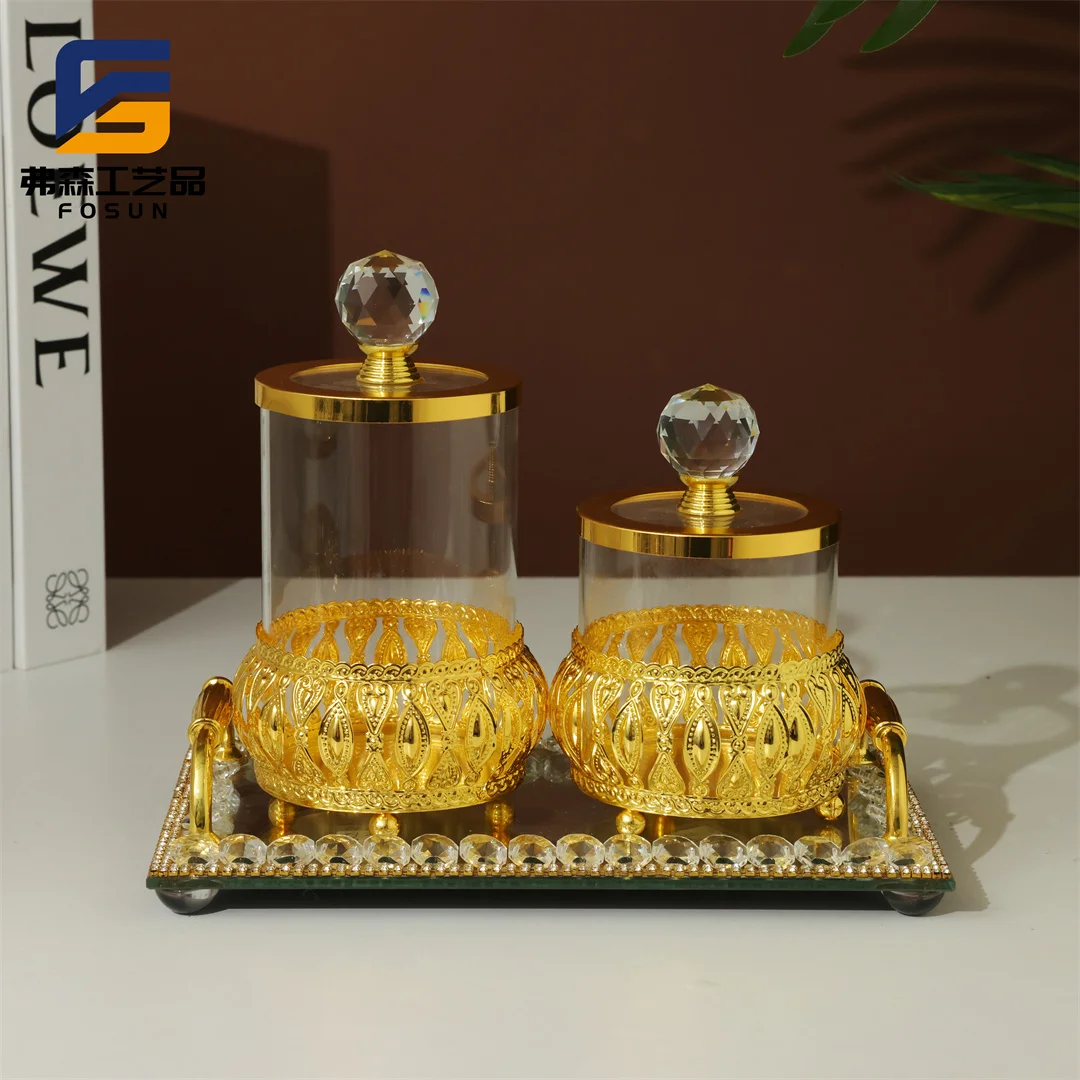 FOSUN Food Jar Kitchen Storage Canisters Glass with Crushed Diamond, Luxury Crystal Coffee Tea Sugar Container 