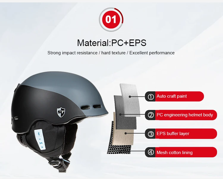 Custom High impact-resistant PC+EPS group walkie-talkie snow ski Helmet speakers bluetooth for helmet 2022