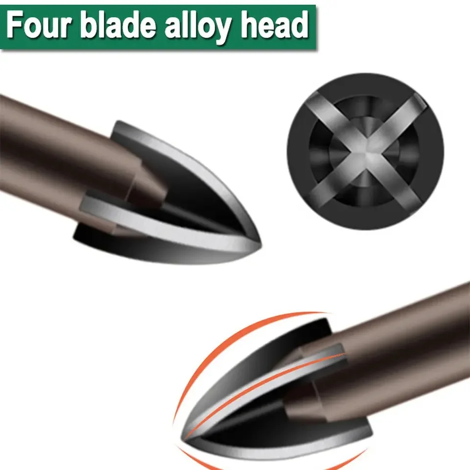 3/4/5/6 mm Cross Hex Tile Glass Drill Bits Set Titanium Coated Power Tools Accessories for Glass Ceramic Concrete Hole Opener