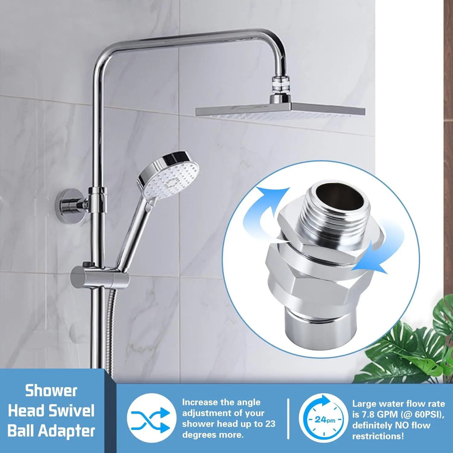 Shower Connector Ball Joint Head Swivel Ball Adapte  Bath Tools shower hose connector shower filter head