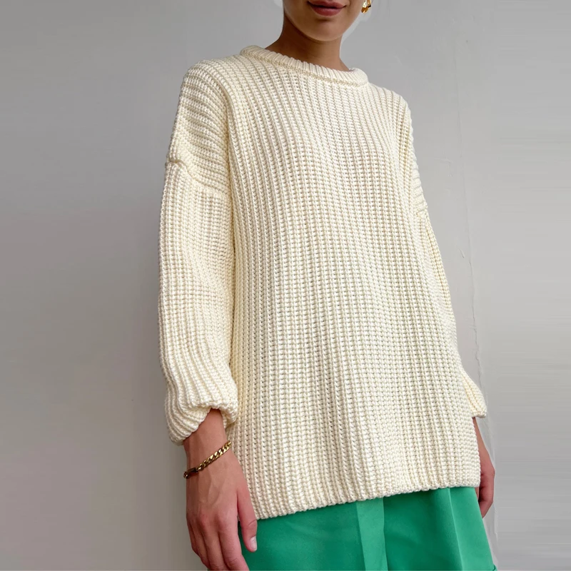 New fashion womens plus size casual elegant long sleeve plus size vintage cashmere sweater