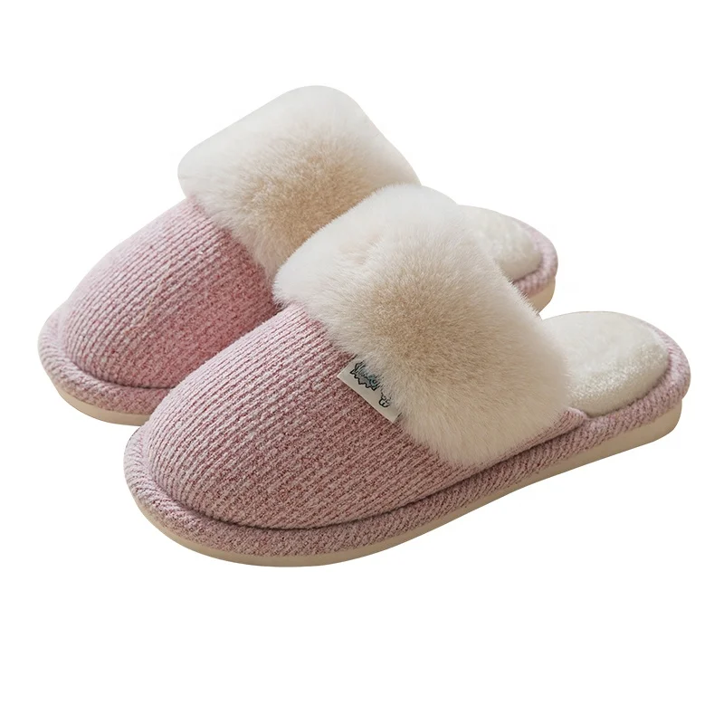 Classic design wholesale faux cony hair fleece indoor slippers for women girls