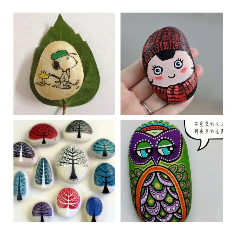 Teach children to play with smooth pebbles for creative art and crafts by painting rocks