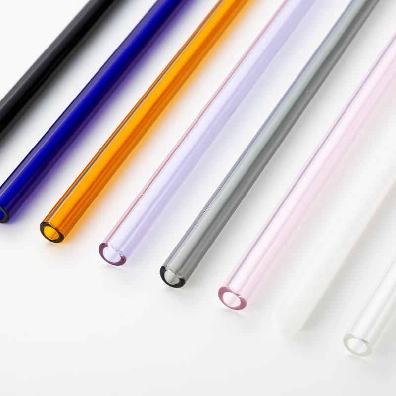 eco friendly borosilicate glass clear color straw cocktail straight bend straw