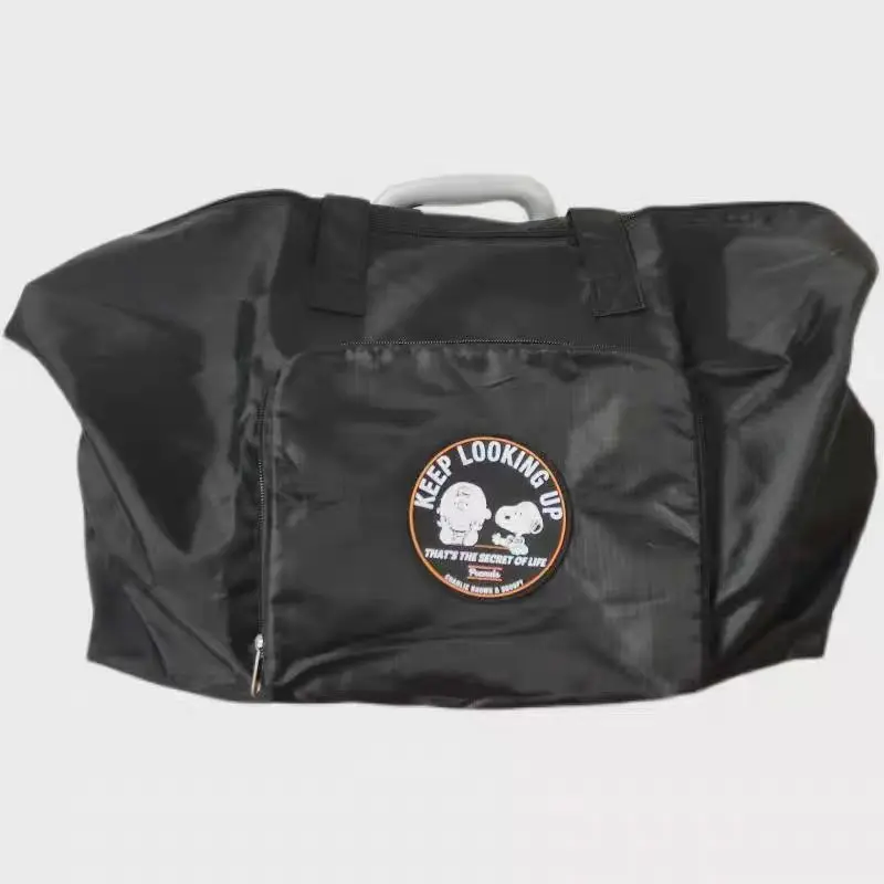 Foldable travel tote bag cartoon black large capacity travel storage bag moving handbag sports bag