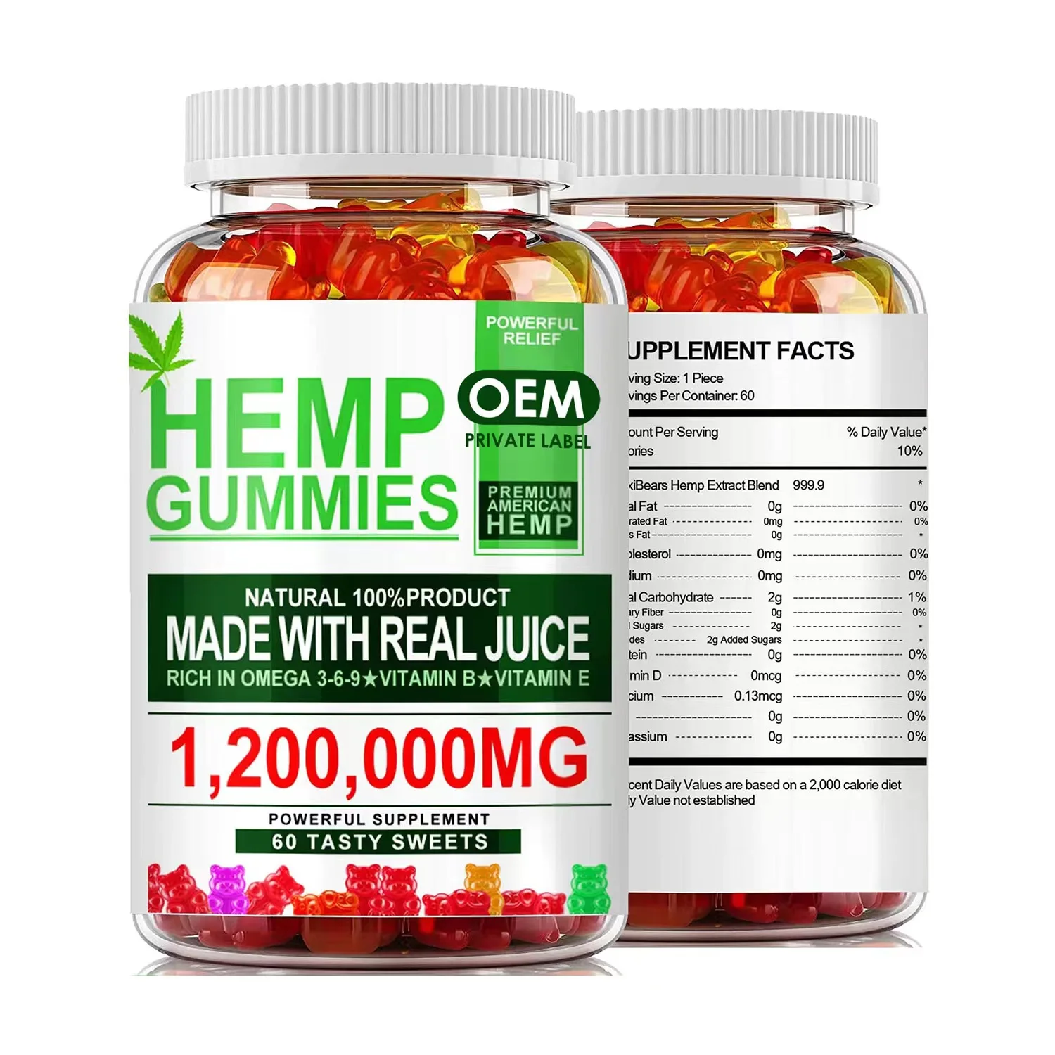 OEM ODM hemp gummi bears 5000mg 3000mg best natural organic herbal supplement bear shape heart shape hemp gummies
