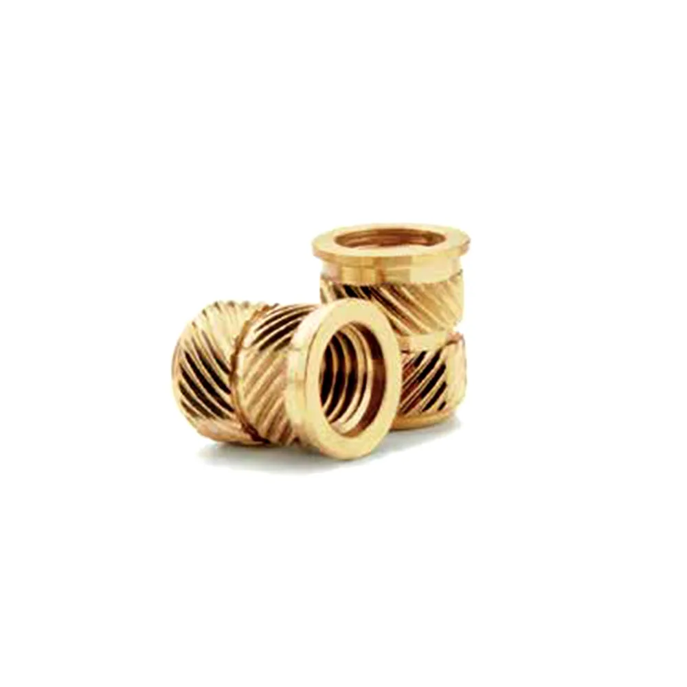 Brass fastenersMass Production Knurled Heat Staking Threaded Inserts H62 Brass Insert Nut M5 Heat Set Threaded Inserts