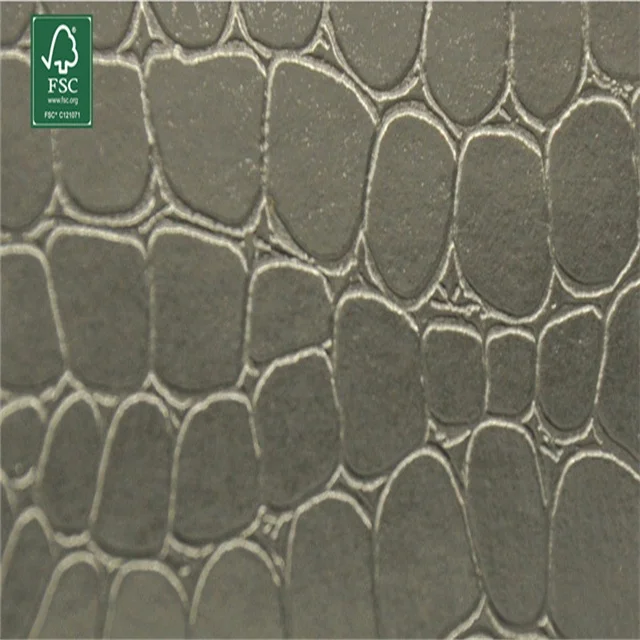 Crocodile Patterned Black Leatherette Paper Specialty Paper for Box Wrapper