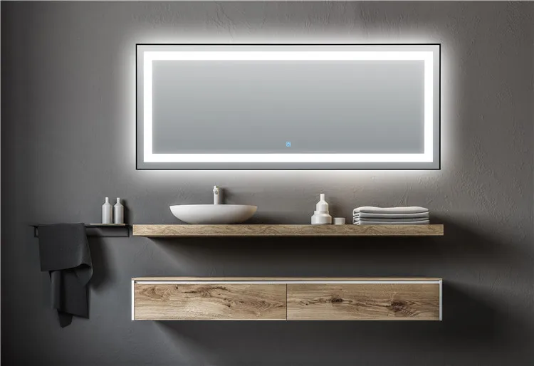 Hotel Illuminated Bathroom Mirrors Silver Bathroom Mirror with Led Lights