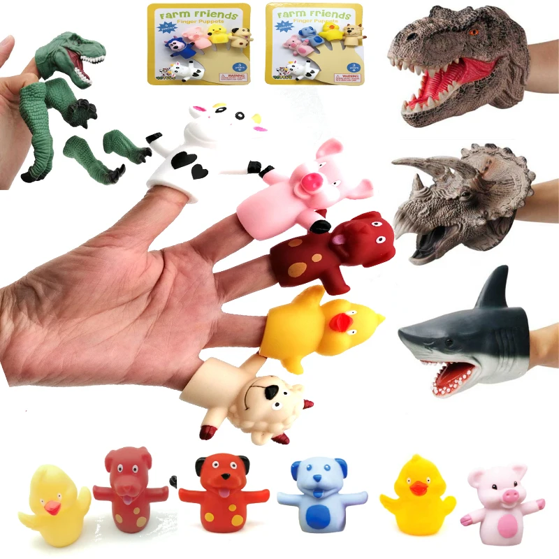 Early Learning Finger Puppet Toy Pvc Vinyl Soft Zoo Animal Tiny Hands Toys for Toddlers Kids Party Educational Bath Toys
