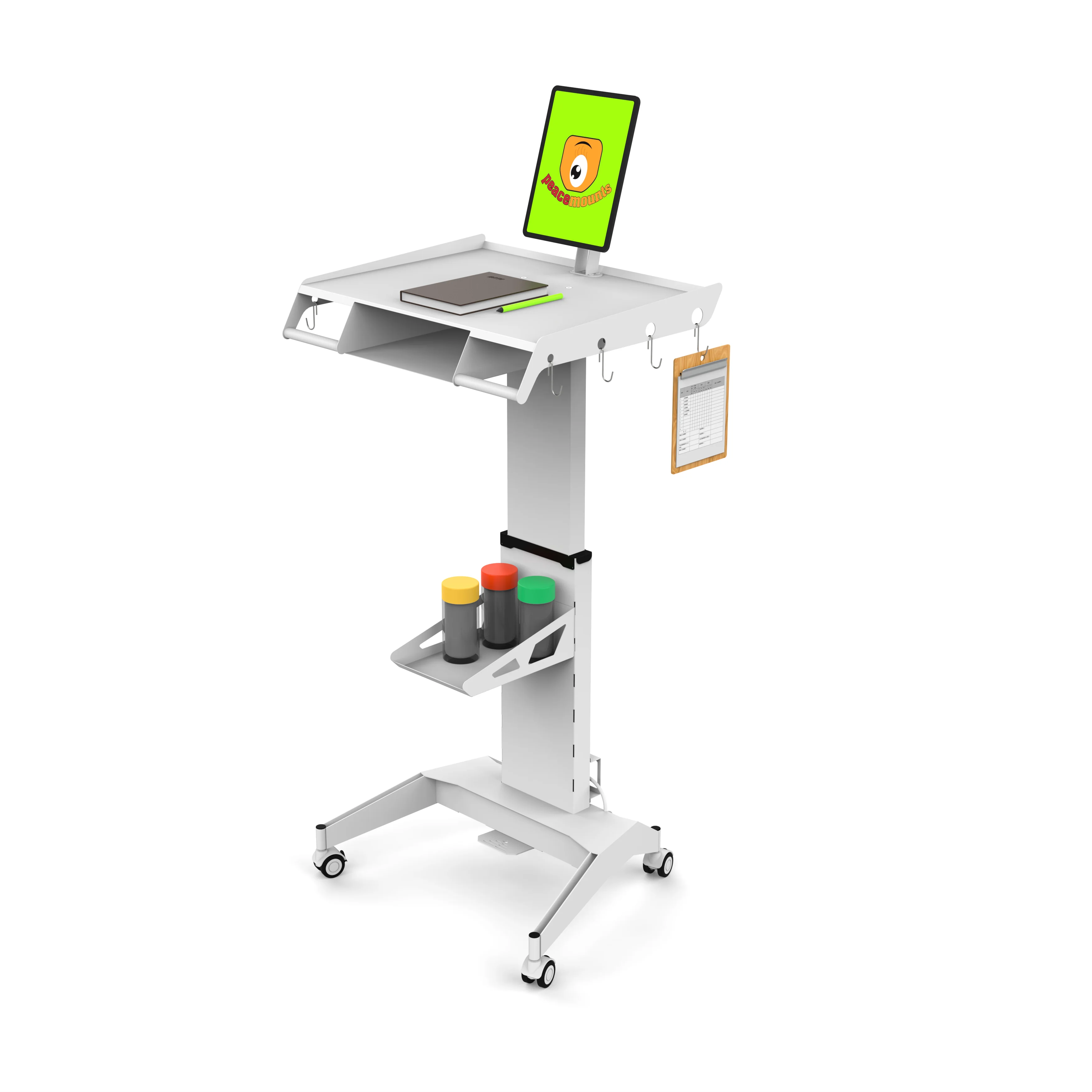 Hospital Nurse Medical Trolley Mobile Workstation Rolling Monitor Cart for Clinic