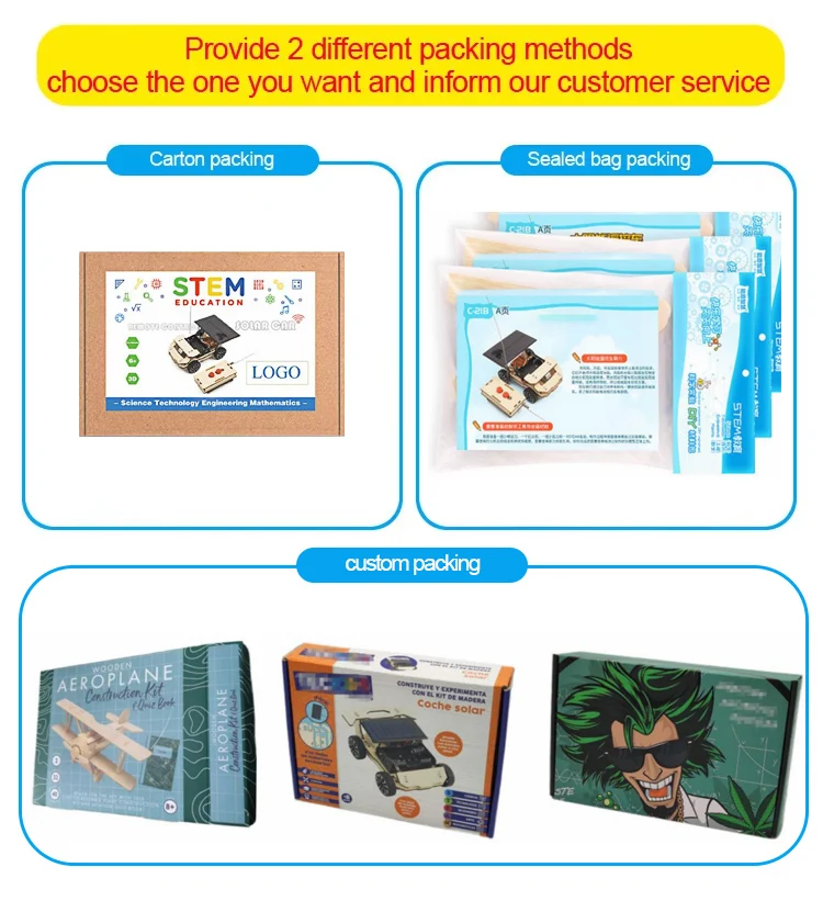 Custom development promotional drone learning ship model wooden project science experiment educational toys stem kit for kids