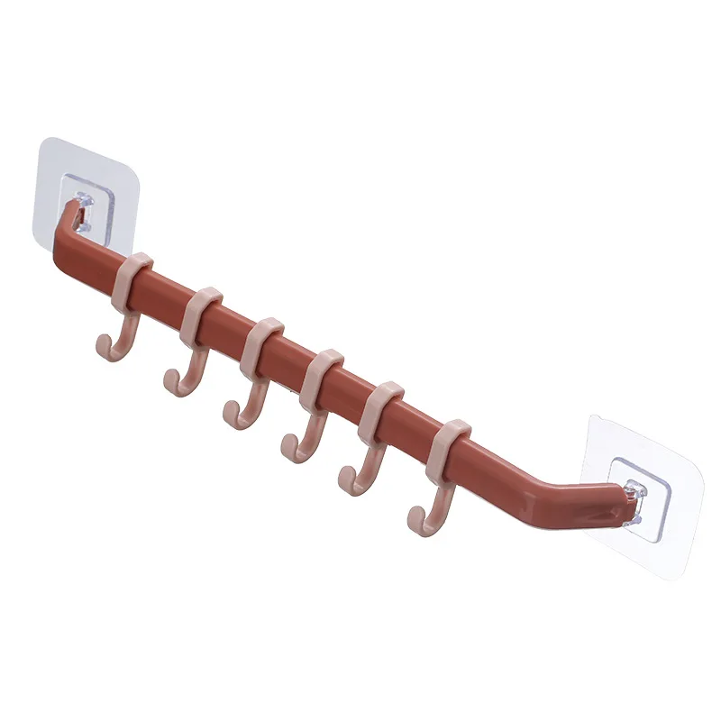 Wall Corner Strong Adhesive Hook Kitchen Wall Cabinet Hook Bathroom Storage Strong Sticky 6 Hooks Up Wall Rails Towel Shelf Rack