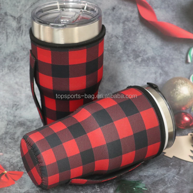 Reusable Iced Coffee Cup Sleeve Neoprene Protein Shake Bottles Cup Holder with handle Idea for 30oz - 32oz Tumbler Cups