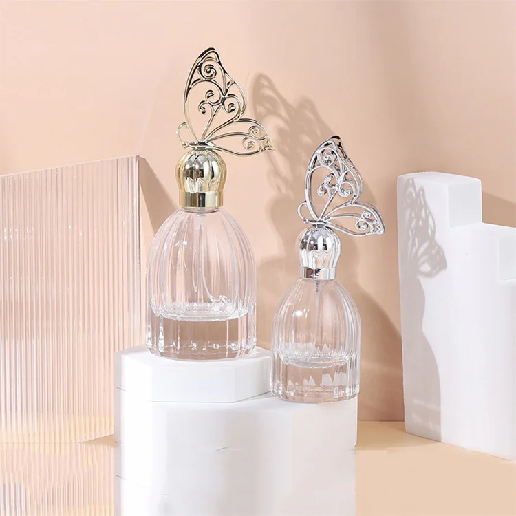 Factory custom 50 ml empty perfume 50ml cylinder bottle glass round bottling of perfume with crimp