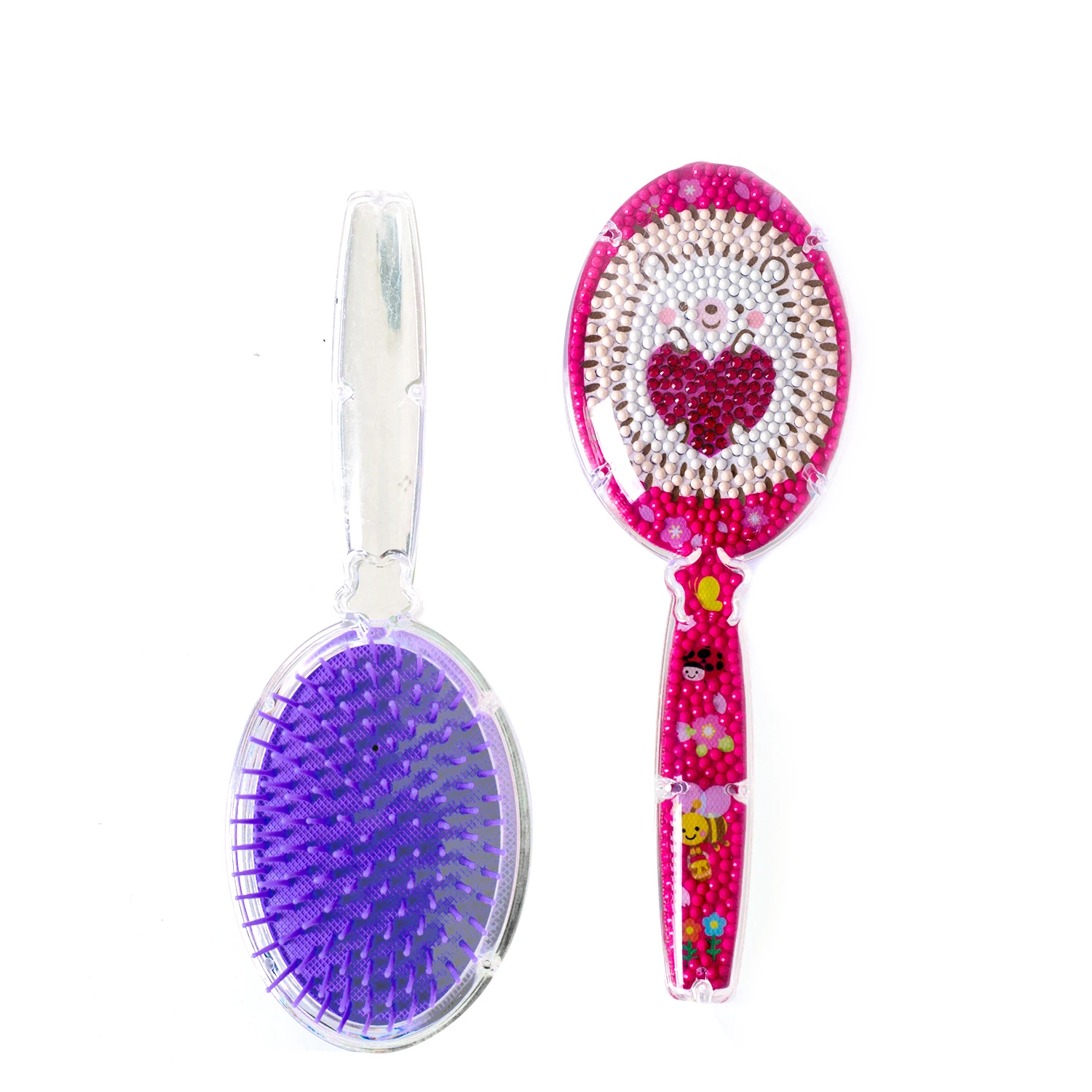 Latest design DIY KIT kids gift Customized pattern Educational activity heart hedgehog diamond paint  hair combs