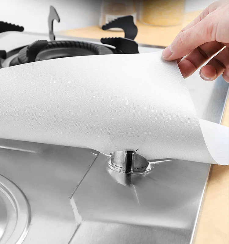 Антипригарная 4 штуки утолщенной 0,2 мм газовая плита защитная крышка многоразовые быстро Очищающая Подушечка для газовой плитой протектор