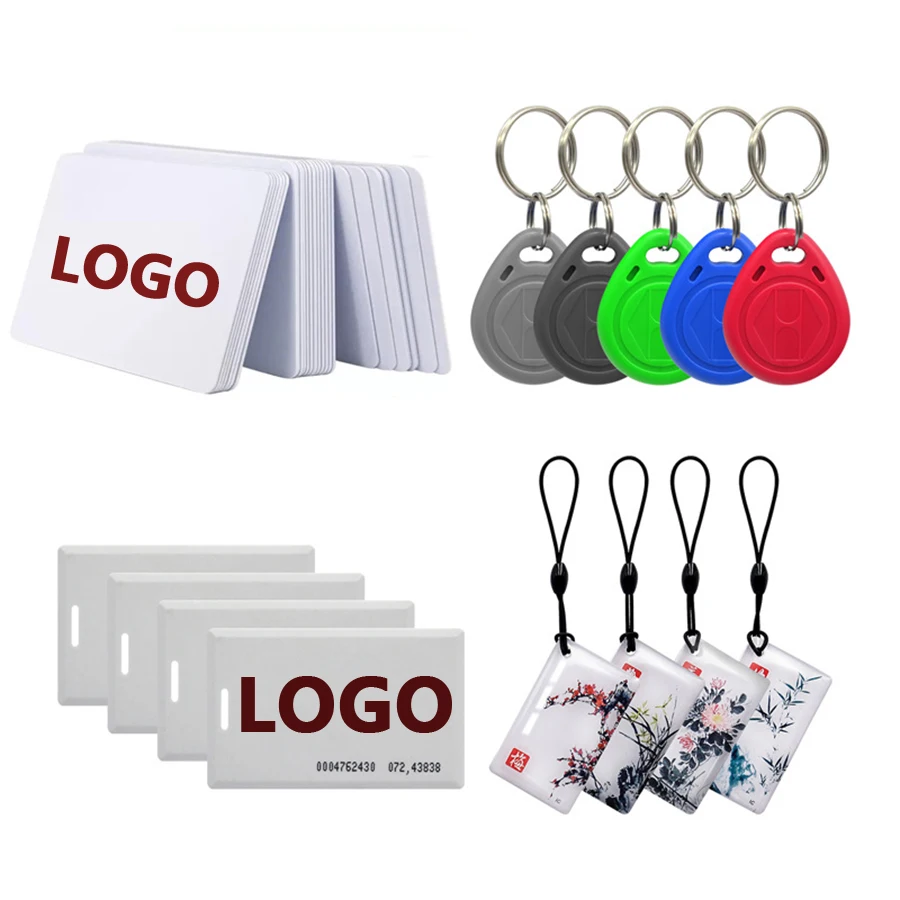 Custom Logo TK4100 Programmable Rewritable 125Khz 13.56Mhz ABS NFC Tag Keyfob RFID Key Fob with keychain