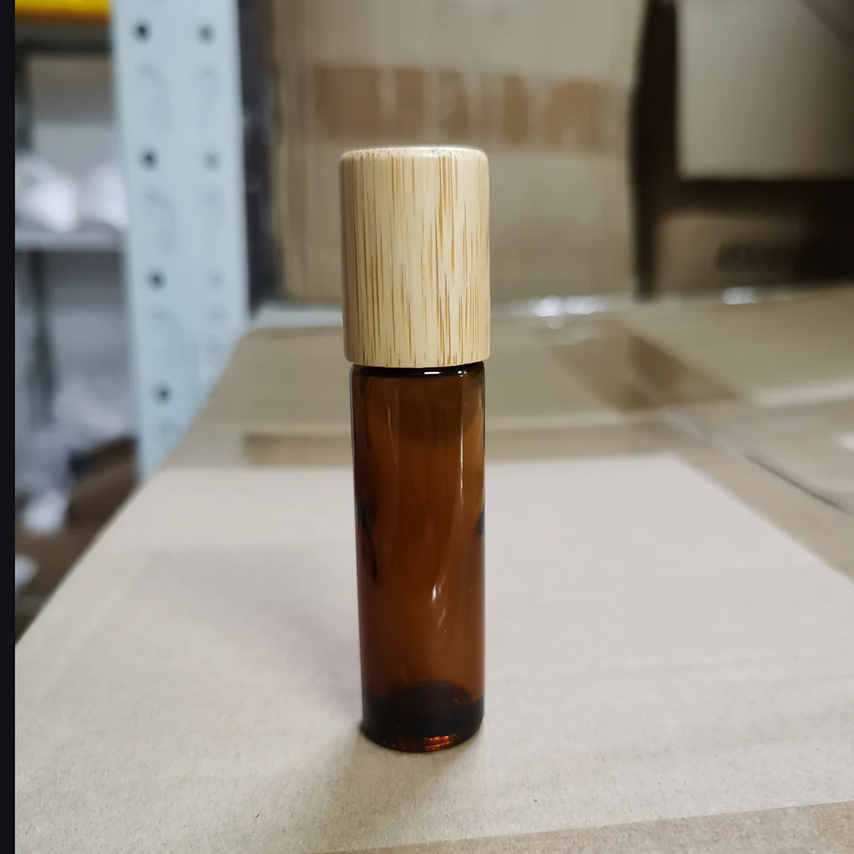 10ml Pharmaceutical amber Glass Roll On Bottle Roller Bottles with Bamboo Cap and Stainless Steal Ball