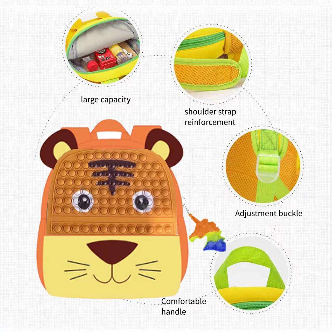 Wholesale Unicorn Popper Book bag Pop Silicone Backpack Push Bubble Schoolbag Kid Fidget Pop Backpack